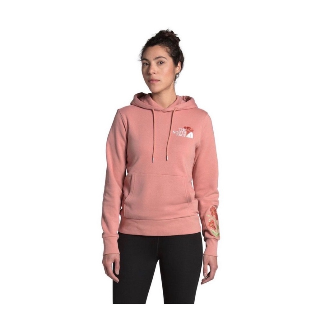 The North Face Pink Floral Embroidered Hoodie XS Women’s Pullover Sweatshirt